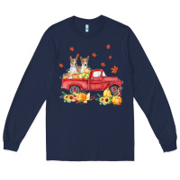 Navy basenji pumpkin truck fall leaf thanksgiving halloween Long Sleeve Tee - linhVisuals