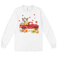 White basenji pumpkin truck fall leaf thanksgiving halloween Long Sleeve Tee - linhVisuals