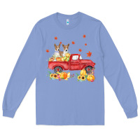 Colony Blue basenji pumpkin truck fall leaf thanksgiving halloween Long Sleeve Tee - linhVisuals