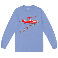 Colony Blue christmas santa claus pilot flying airplane gift tee Long Sleeve Tee - linhVisuals