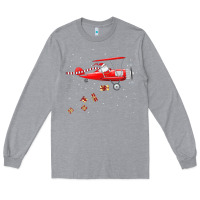 Heather Grey christmas santa claus pilot flying airplane gift tee Long Sleeve Tee - linhVisuals