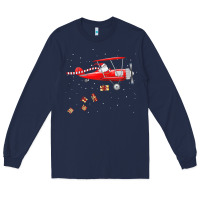 Navy christmas santa claus pilot flying airplane gift tee Long Sleeve Tee - linhVisuals