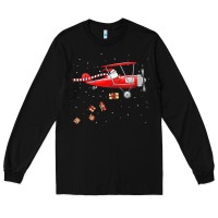 Black christmas santa claus pilot flying airplane gift tee Long Sleeve Tee - linhVisuals