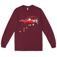Burgundy christmas santa claus pilot flying airplane gift tee Long Sleeve Tee - linhVisuals