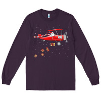 Plum christmas santa claus pilot flying airplane gift tee Long Sleeve Tee - linhVisuals