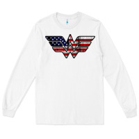 White Wonder woman american flag Long Sleeve Tee - linhVisuals