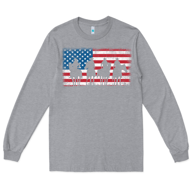 Cowboy Patriotic American Flag 4th Of July Gift Tee Long Sleeve Tee by linhVisuals | Teevron