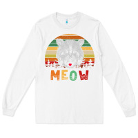 White funny vintage raccoon meow raccoon lovers Long Sleeve Tee - linhVisuals