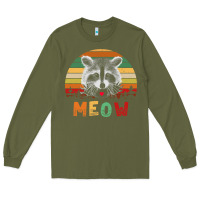 Army Green funny vintage raccoon meow raccoon lovers Long Sleeve Tee - linhVisuals