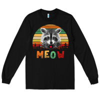 Black funny vintage raccoon meow raccoon lovers Long Sleeve Tee - linhVisuals