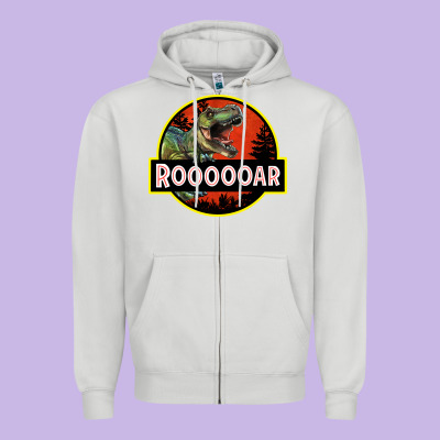 T Rex Roaring Zipper Hoodie Designed By Ranaportraitstore