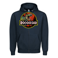 Navy t rex roaring Zipper Hoodie - RanaPortraitStore