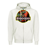 Oatmeal Heather t rex roaring Zipper Hoodie - RanaPortraitStore