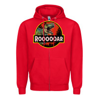 Red t rex roaring Zipper Hoodie - RanaPortraitStore