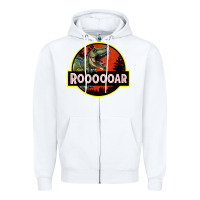 White t rex roaring Zipper Hoodie - RanaPortraitStore