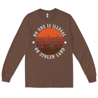 Chestnut no one is illegal on stolen land 4th of july bison Long Sleeve Tee - linhVisuals