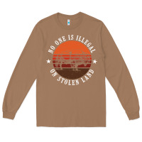 Toasted Coconut no one is illegal on stolen land 4th of july bison Long Sleeve Tee - linhVisuals