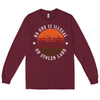 Burgundy no one is illegal on stolen land 4th of july bison Long Sleeve Tee - linhVisuals