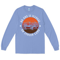 Colony Blue no one is illegal on stolen land 4th of july bison Long Sleeve Tee - linhVisuals