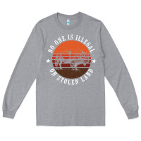 Heather Grey no one is illegal on stolen land 4th of july bison Long Sleeve Tee - linhVisuals