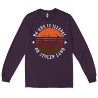 Plum no one is illegal on stolen land 4th of july bison Long Sleeve Tee - linhVisuals
