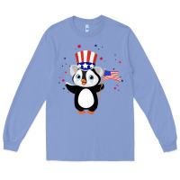 Colony Blue penguin american 4th of july penguin american flag Long Sleeve Tee - linhVisuals