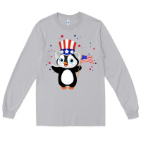 Moon Dust penguin american 4th of july penguin american flag Long Sleeve Tee - linhVisuals