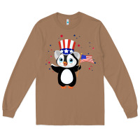 Toasted Coconut penguin american 4th of july penguin american flag Long Sleeve Tee - linhVisuals