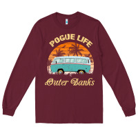Burgundy pogue life outer banks retro vintage sunny Long Sleeve Tee - linhVisuals