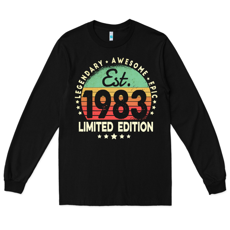 Est. 1983 Vintage 1983 Limited Edition 39th Birthday Retro Pullover Ho Long Sleeve Tee by linhVisuals | Teevron