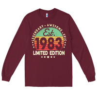 Burgundy est. 1983 vintage 1983 limited edition 39th birthday retro pullover ho Long Sleeve Tee - linhVisuals