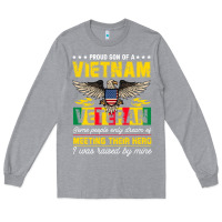 Heather Grey proud vietnam veteran son gifts raised by my hero veteran day Long Sleeve Tee - linhVisuals