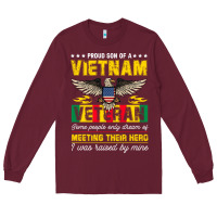 Burgundy proud vietnam veteran son gifts raised by my hero veteran day Long Sleeve Tee - linhVisuals