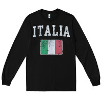 Black vintage italia italian flag italy italiano Long Sleeve Tee - linhVisuals