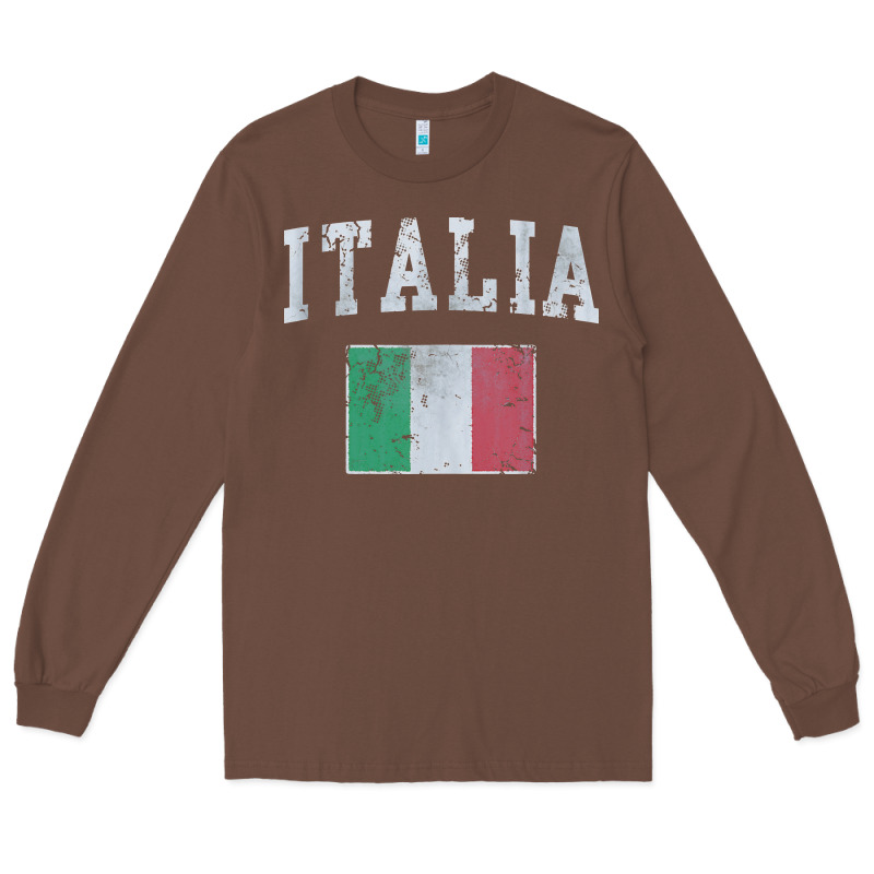 Vintage Italia Italian Flag Italy Italiano Long Sleeve Tee by linhVisuals | Teevron