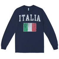 Navy vintage italia italian flag italy italiano Long Sleeve Tee - linhVisuals