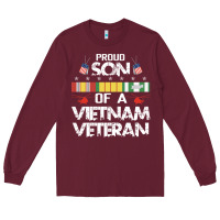 Burgundy proud son of a vietnam veteran father's day Long Sleeve Tee - linhVisuals