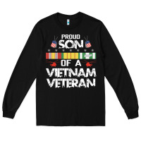 Black proud son of a vietnam veteran father's day Long Sleeve Tee - linhVisuals