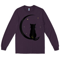 Plum womens double moon cat Long Sleeve Tee - linhVisuals