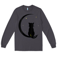 Smoke womens double moon cat Long Sleeve Tee - linhVisuals