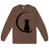 Chestnut womens double moon cat Long Sleeve Tee - linhVisuals