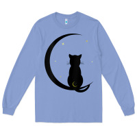 Colony Blue womens double moon cat Long Sleeve Tee - linhVisuals