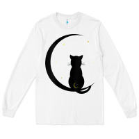 White womens double moon cat Long Sleeve Tee - linhVisuals