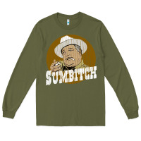 Army Green sumbitch distressed Long Sleeve Tee - linhVisuals