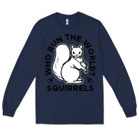 Navy who run the world squirrels Long Sleeve Tee - linhVisuals