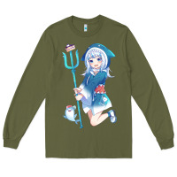 Army Green Gawr Gura Long Sleeve Tee - linhVisuals