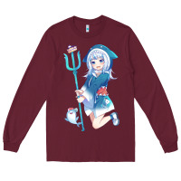 Burgundy Gawr Gura Long Sleeve Tee - linhVisuals