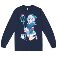 Navy Gawr Gura Long Sleeve Tee - linhVisuals