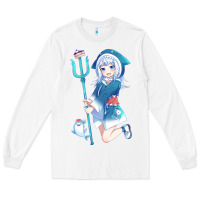 White Gawr Gura Long Sleeve Tee - linhVisuals