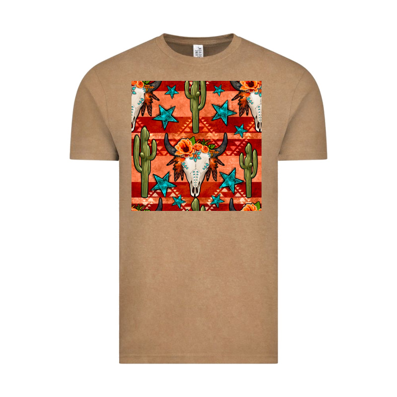 Bull Skull Cactus Seamless Pattern Vintage Tee by BundleAndBundleShop | Teevron